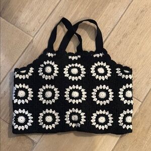 Black and White Crochet Crop Top